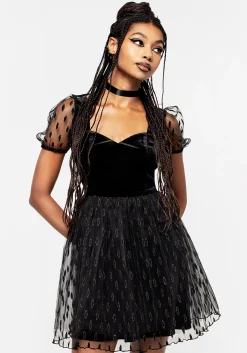 Ellipse Embroidered Tulle Puff Mini Dress