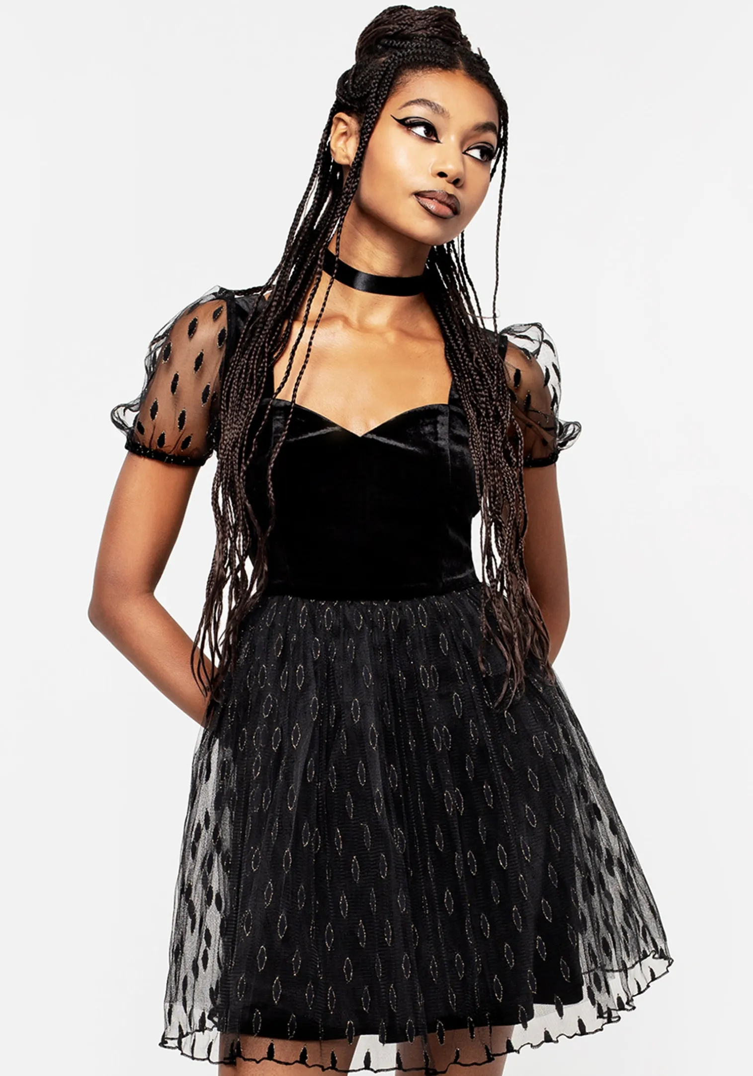 Ellipse Embroidered Tulle Puff Mini Dress