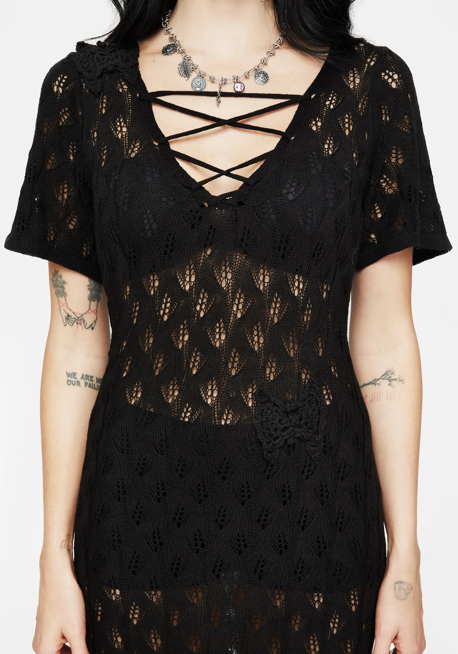 Elnora Moth Crochet Knit Maxi Dress
