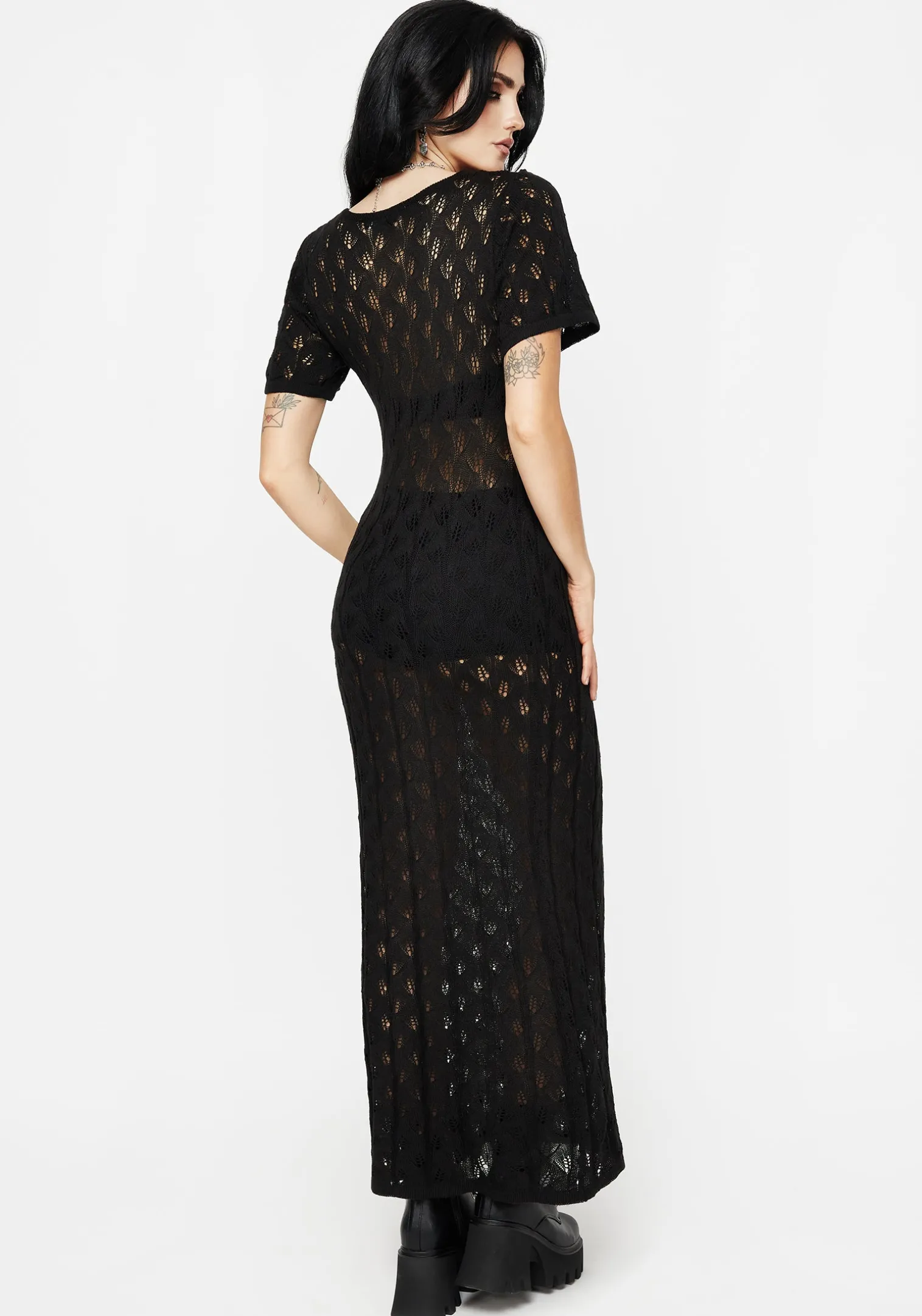 Elnora Moth Crochet Knit Maxi Dress