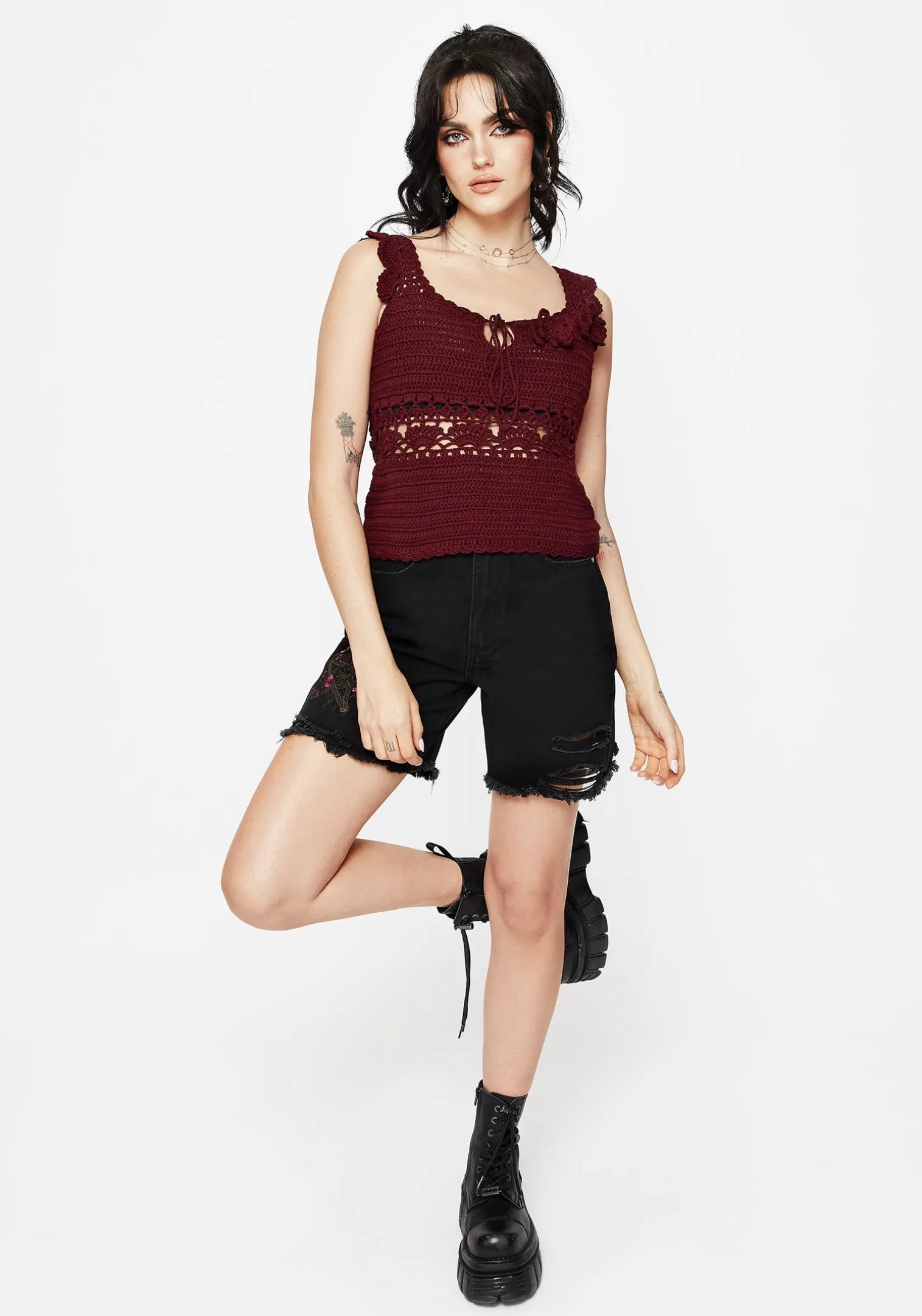 Elnora Moth Hand Crochet Knit Top