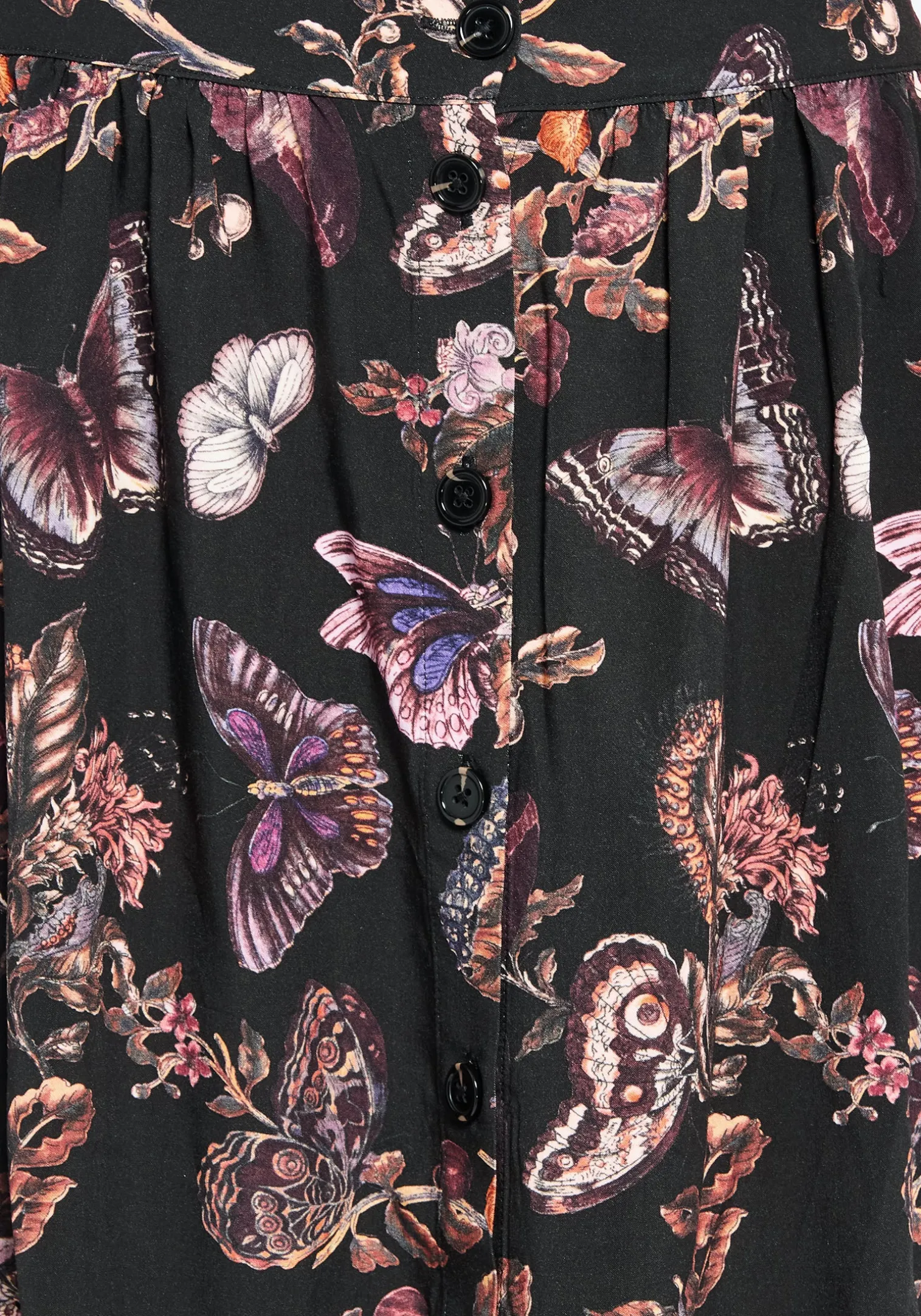 Eloise Floral Butterfly Print Button Up Midi Skirt
