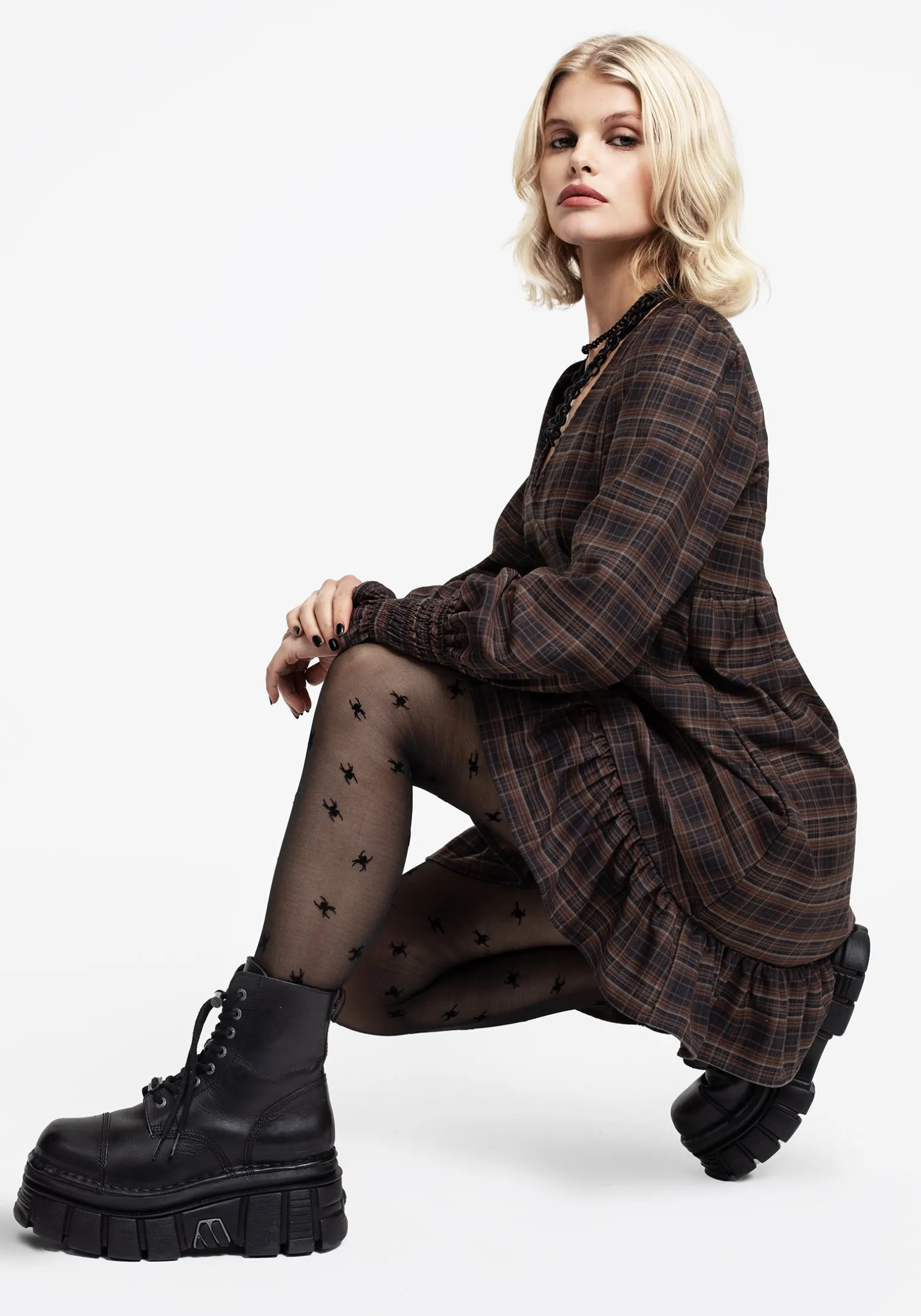Embla Check Mini Smock Dress