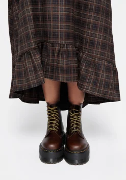 Embla Check Ruffle Maxi Skirt