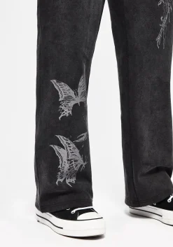 Entwined Rose Graphic Print Straight Leg Sweatpants