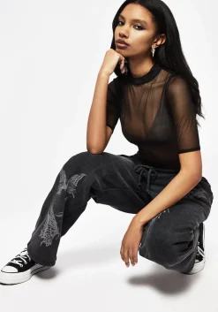 Entwined Rose Graphic Print Straight Leg Sweatpants