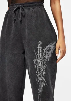 Entwined Rose Graphic Print Straight Leg Sweatpants