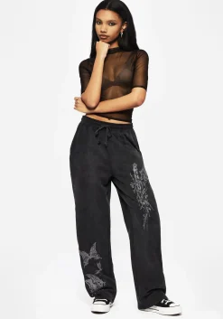 Entwined Rose Graphic Print Straight Leg Sweatpants