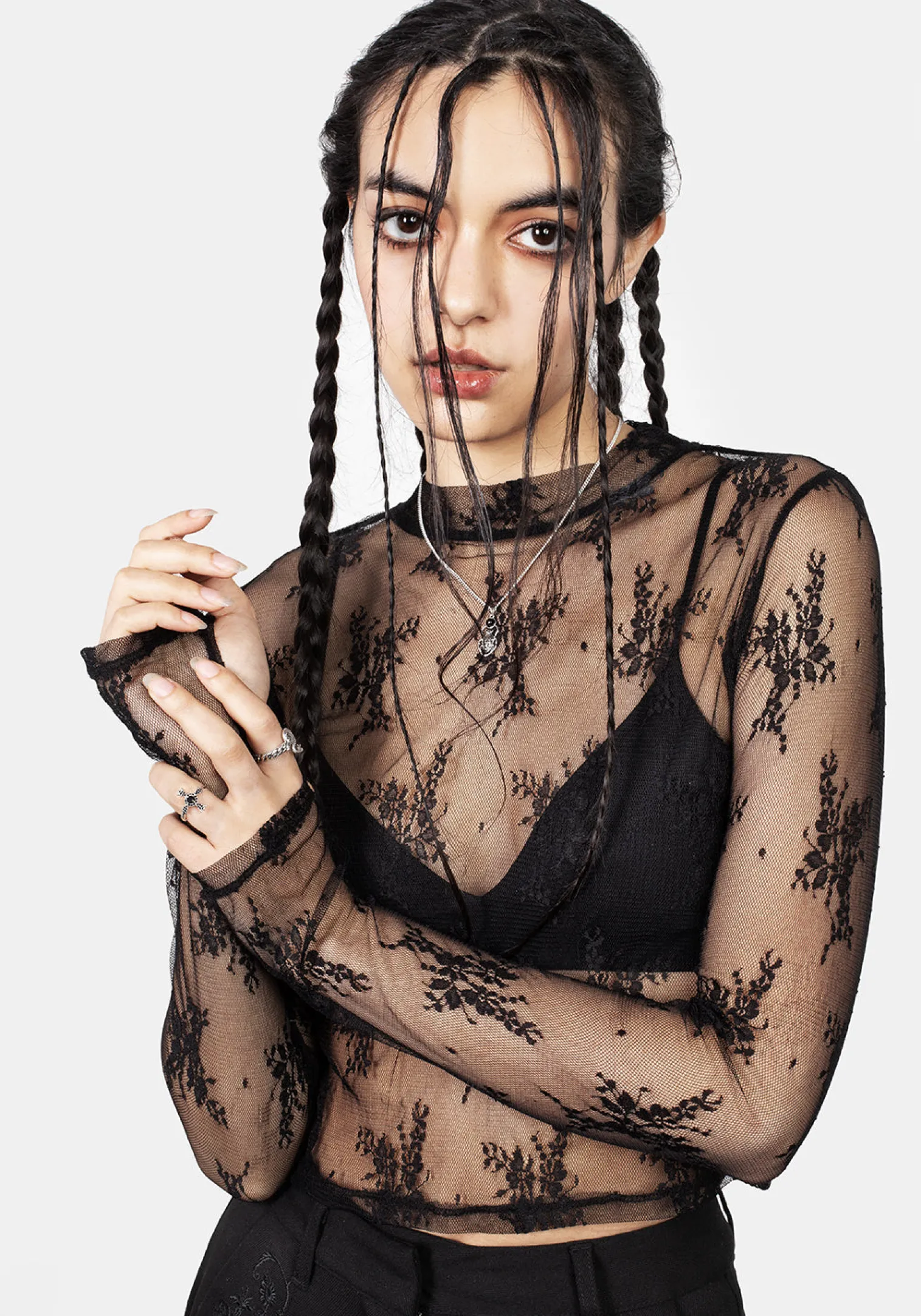 Eternal Lace Crop Long Sleeve Top