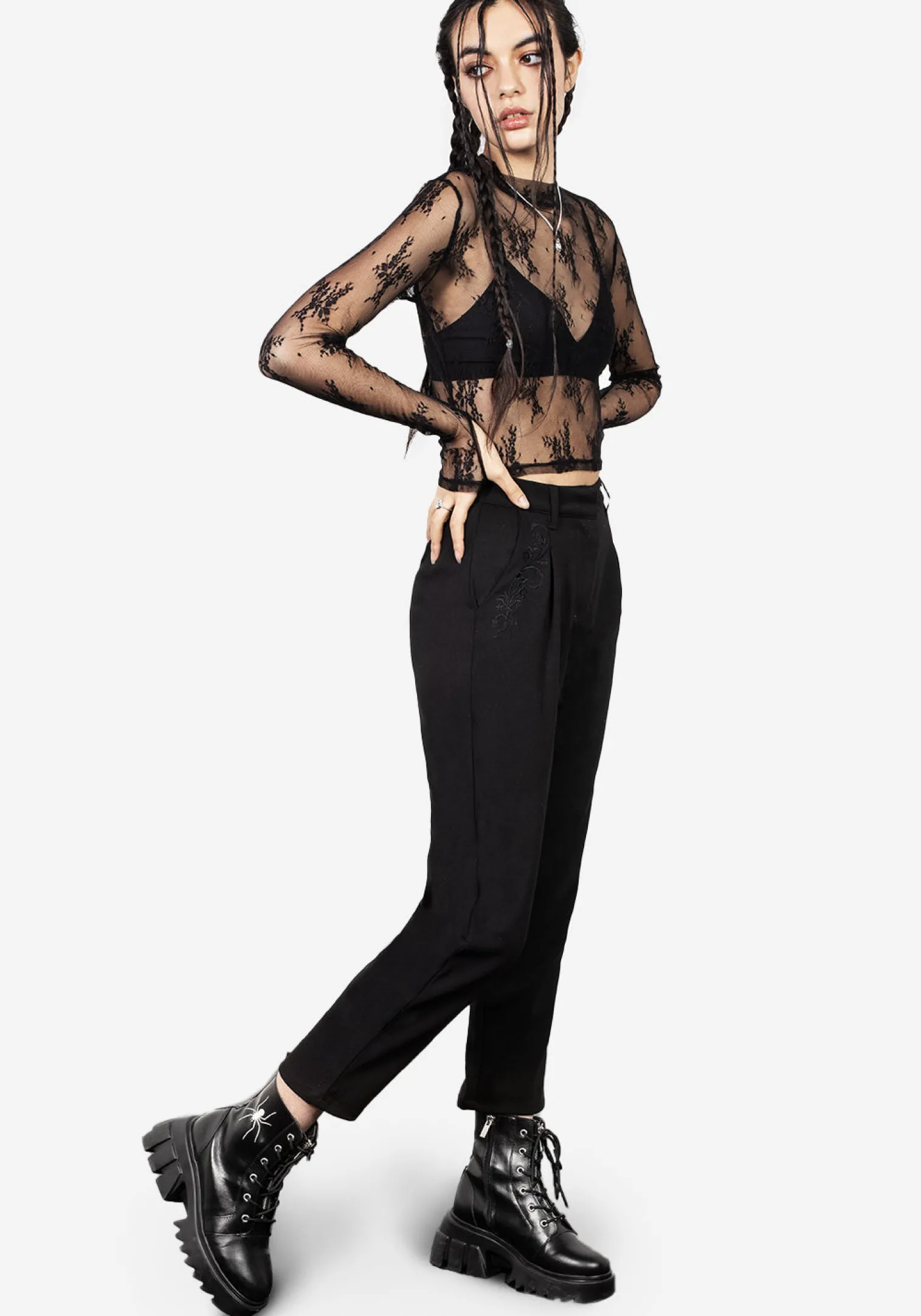 Eternal Lace Crop Long Sleeve Top