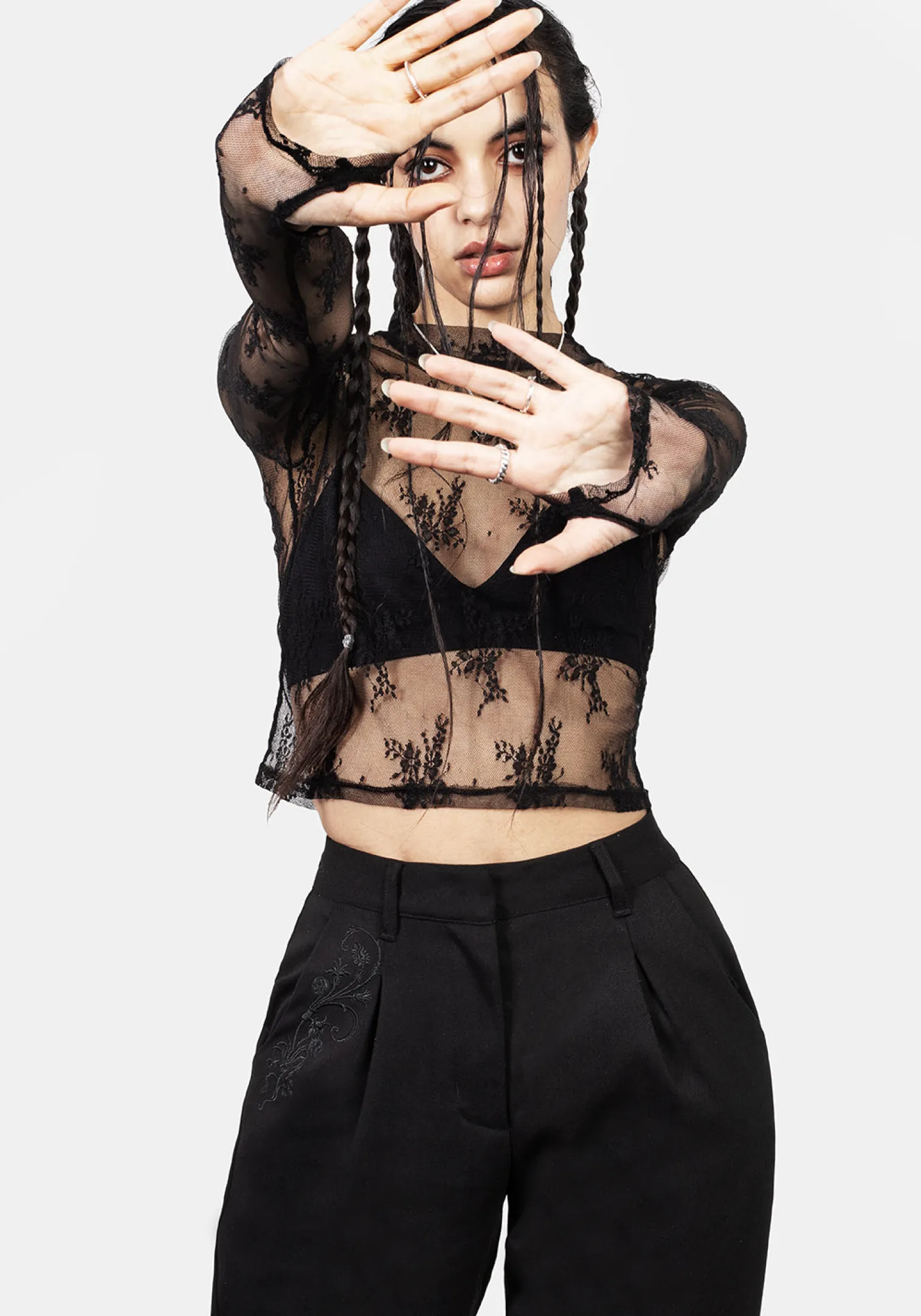 Eternal Lace Crop Long Sleeve Top