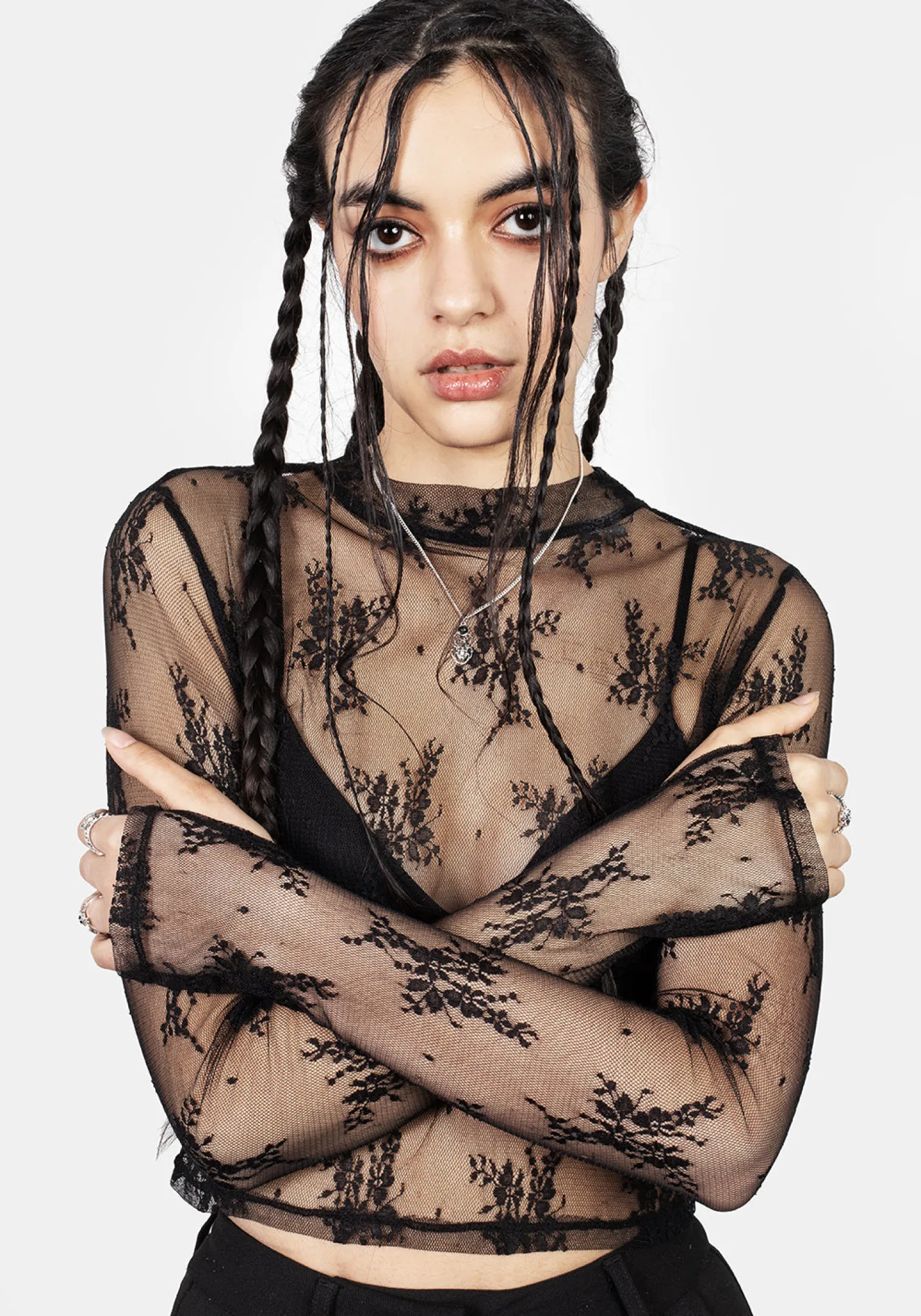Eternal Lace Crop Long Sleeve Top