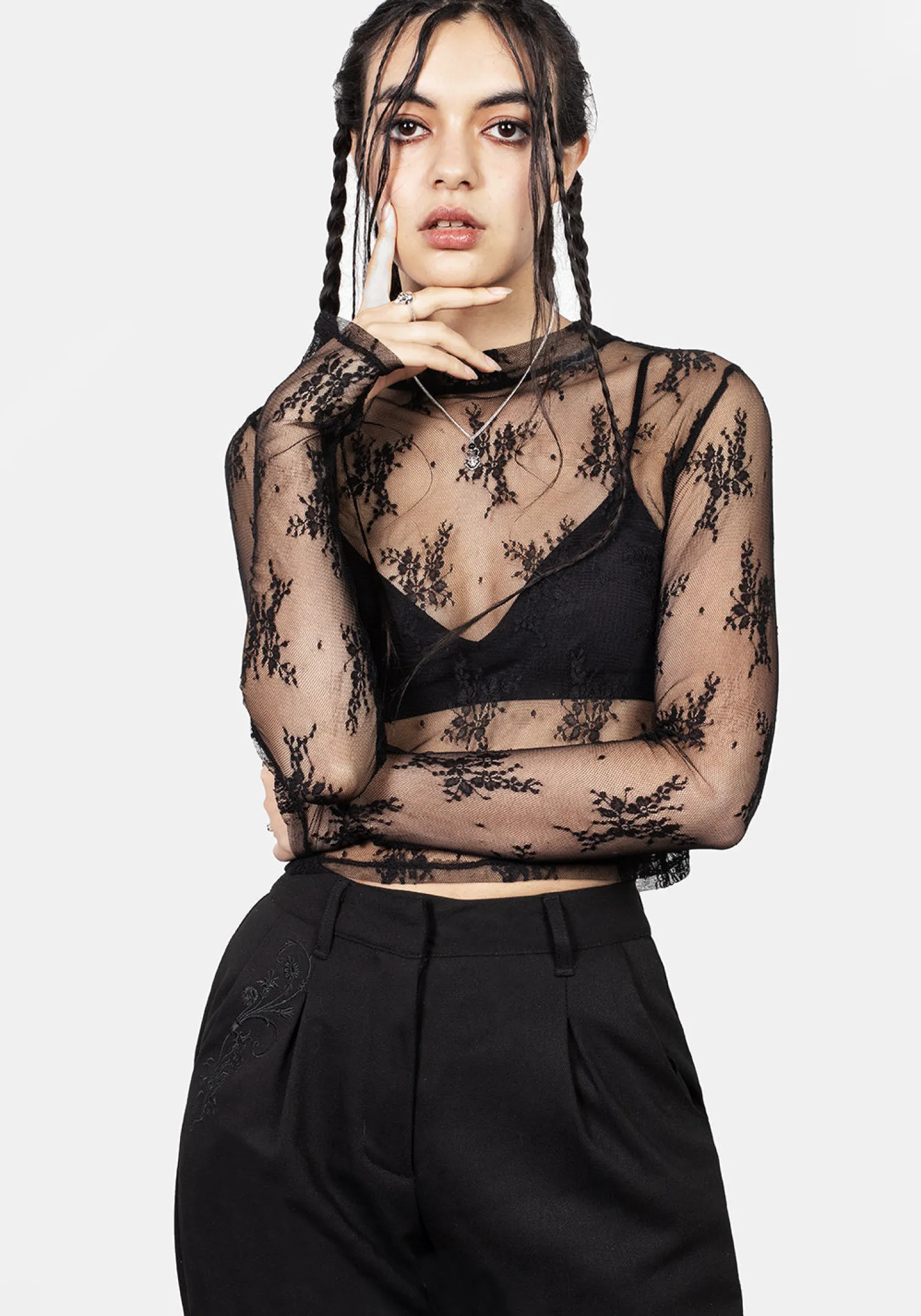 Eternal Lace Crop Long Sleeve Top