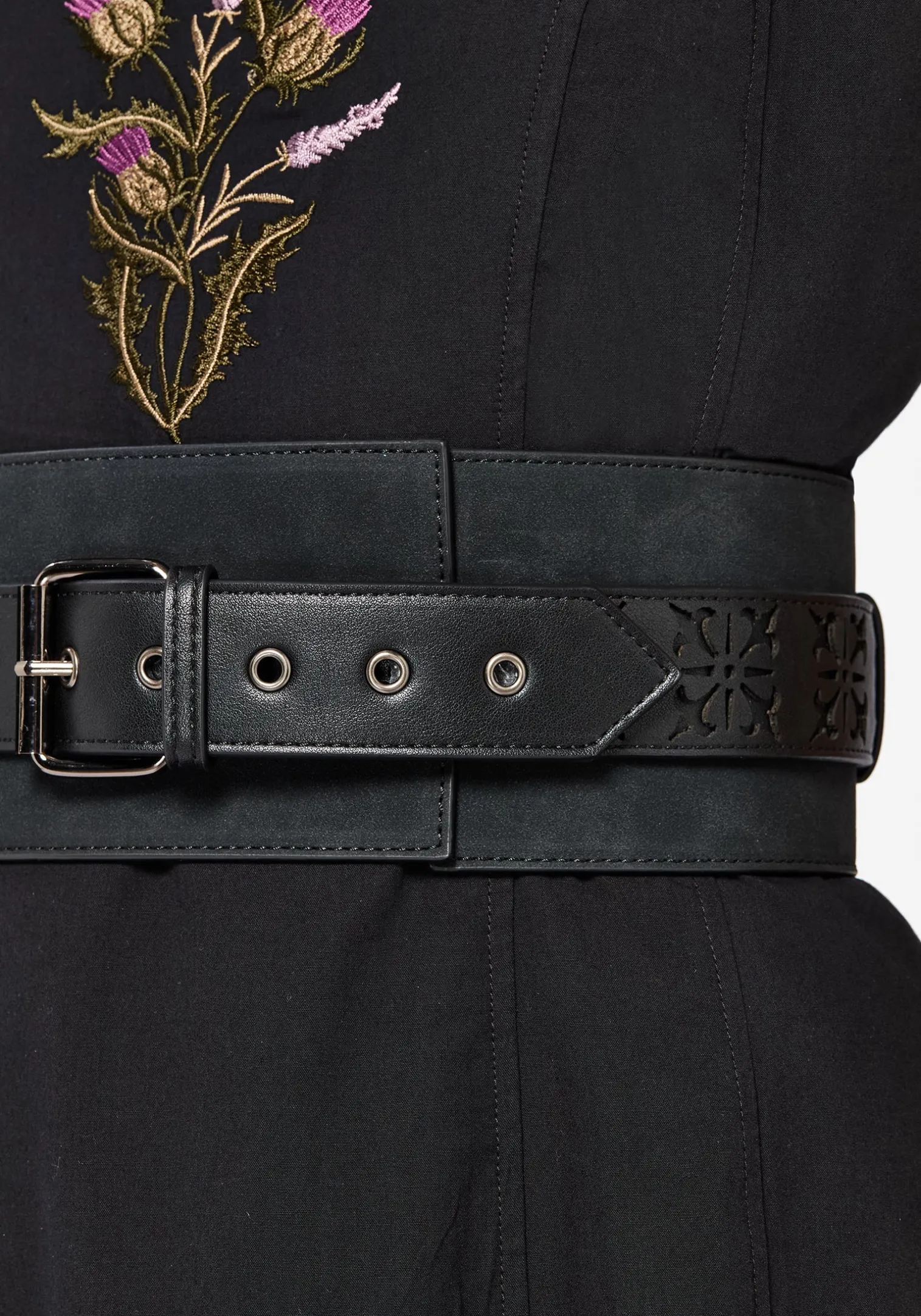 Eugenia Cross Cut Out Detail Faux Suede Waist Belt