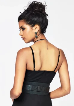 Eugenia Cross Cut Out Detail Faux Suede Waist Belt