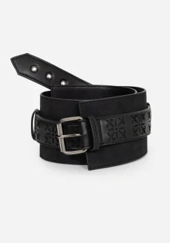 Eugenia Cross Cut Out Detail Faux Suede Waist Belt