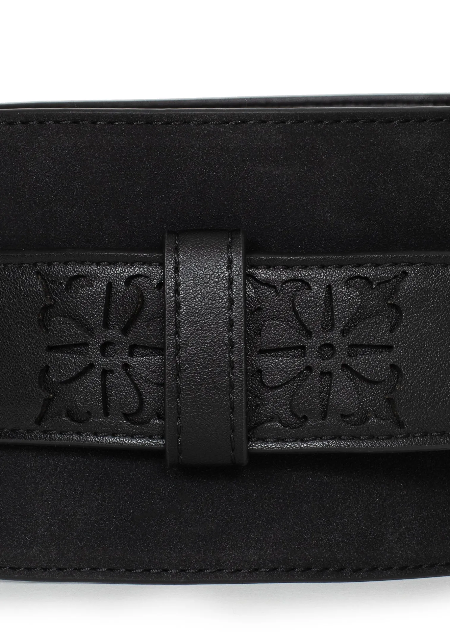 Eugenia Cross Cut Out Detail Faux Suede Waist Belt