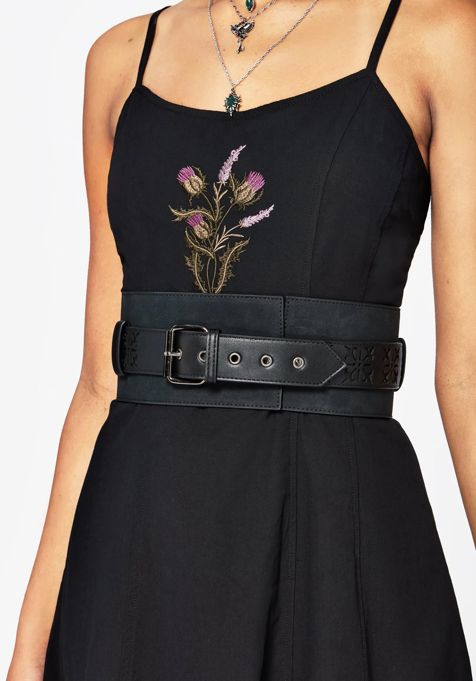 Eugenia Cross Cut Out Detail Faux Suede Waist Belt
