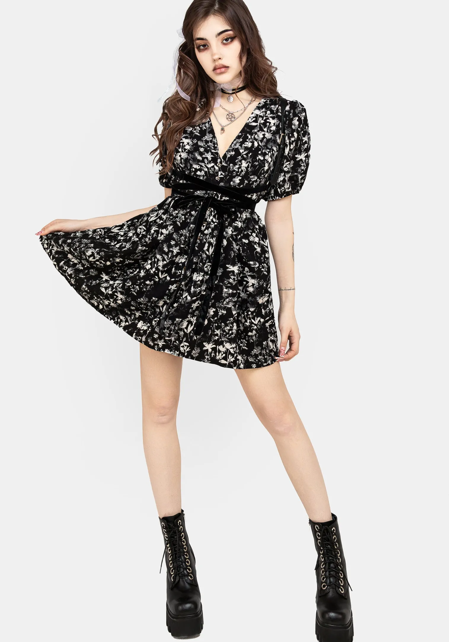Eulogy Button Front Mini Dress