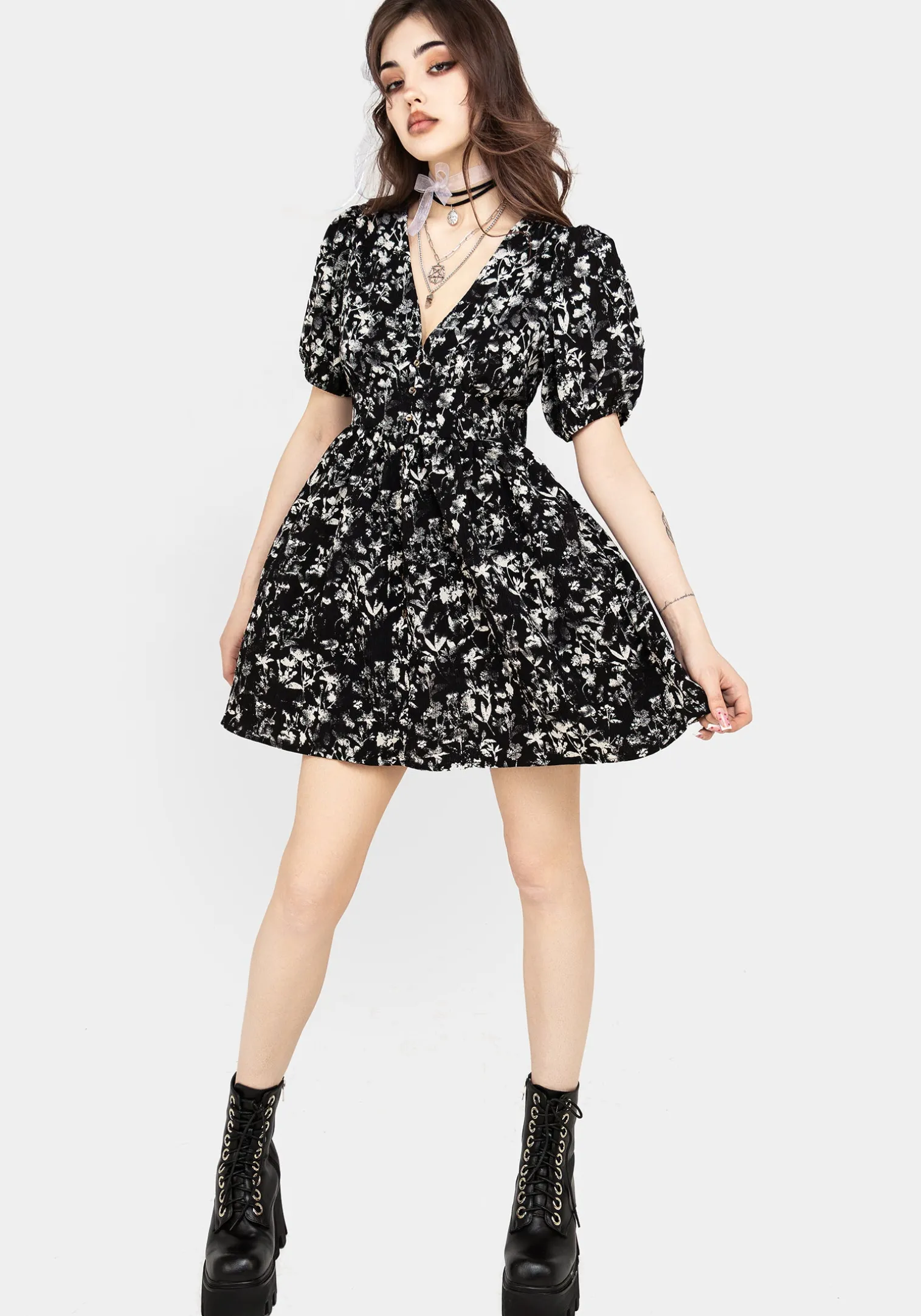 Eulogy Button Front Mini Dress