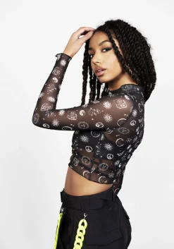 Euphoria Lettuce Edge Mesh Crop Top
