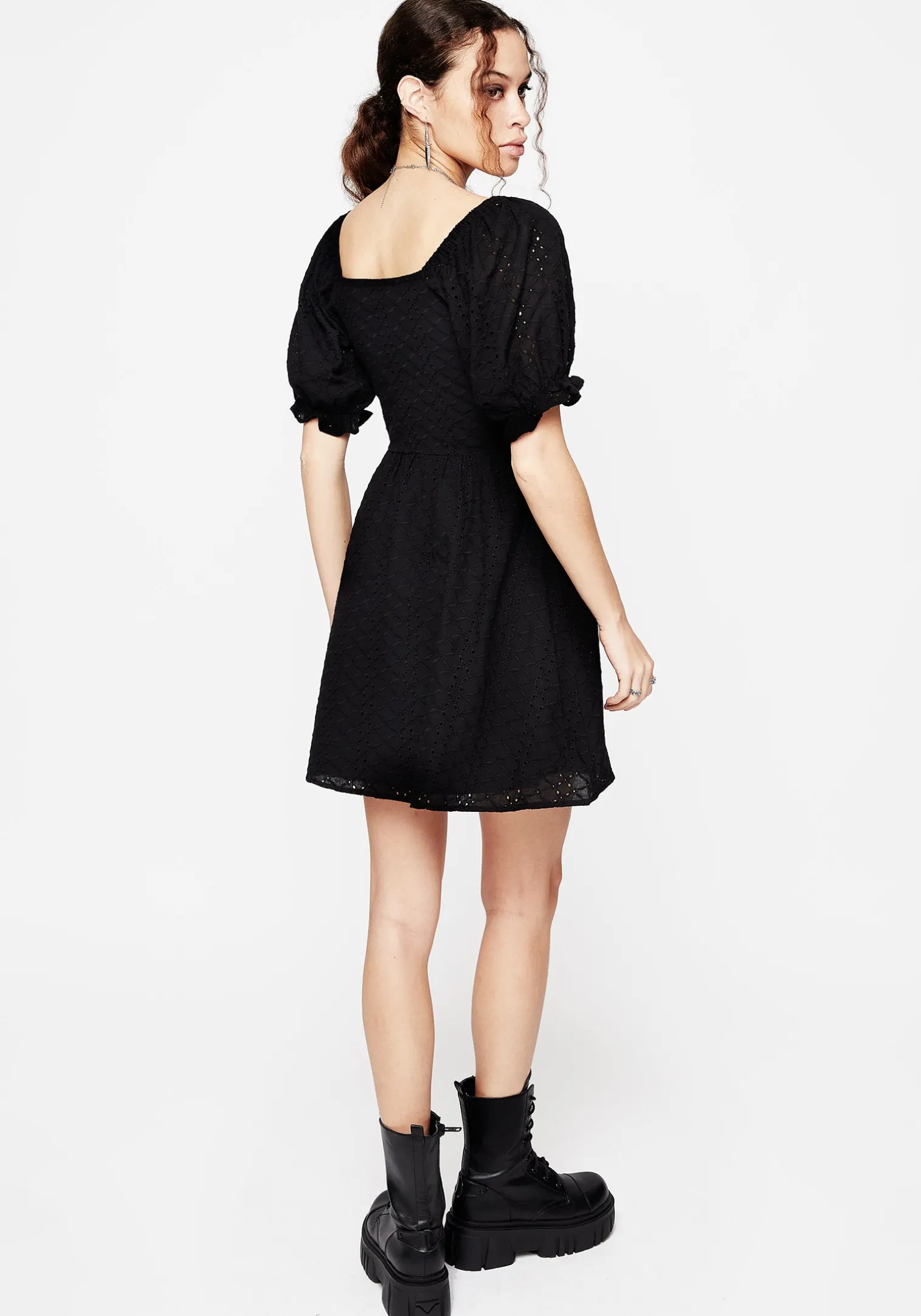 Euthymia Broderie Puff Sleeve Mini Dress