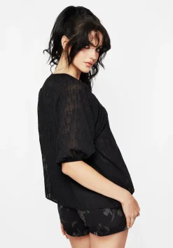 Evangeline Button Up Peplum Blouse Top
