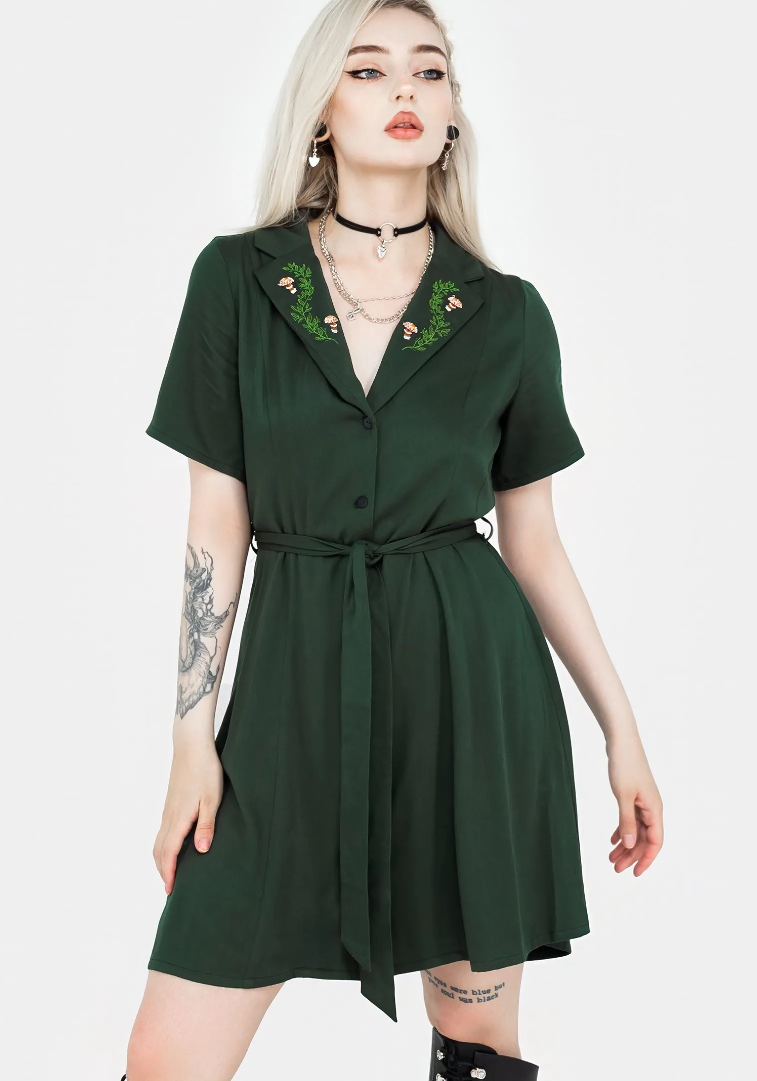 Fable Button Up Mini Shirt Dress