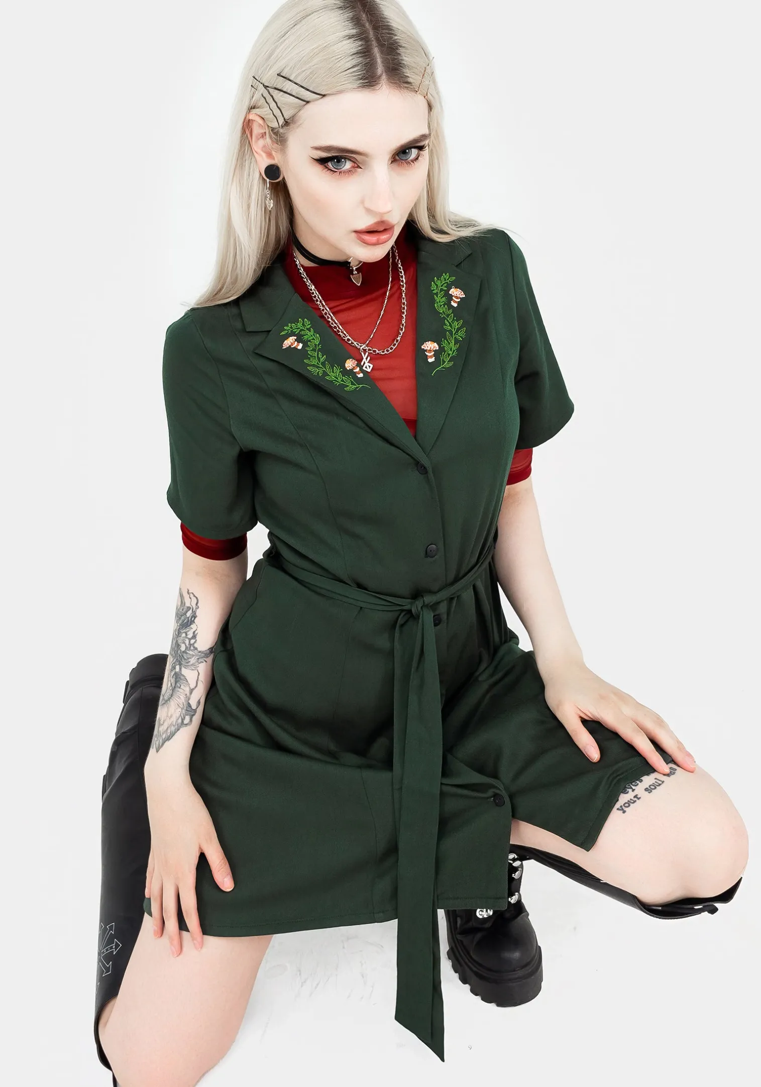 Fable Button Up Mini Shirt Dress