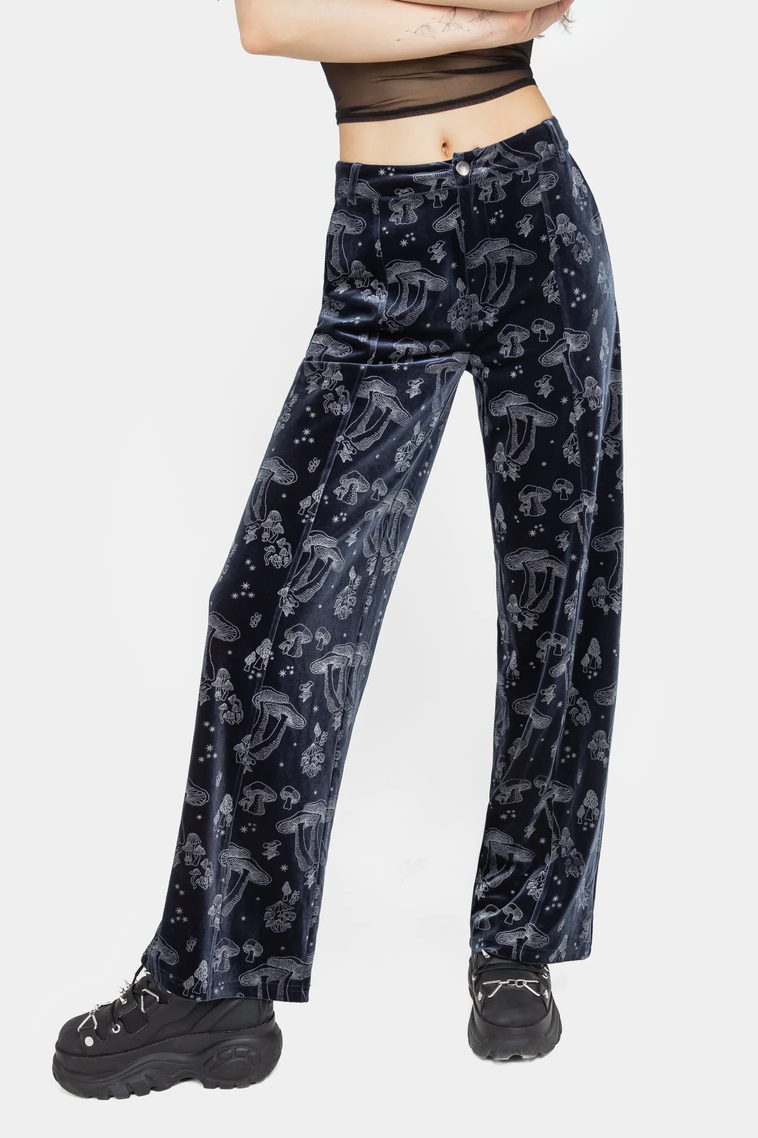 Faefire Foil Print Velour Wide Leg Trousers