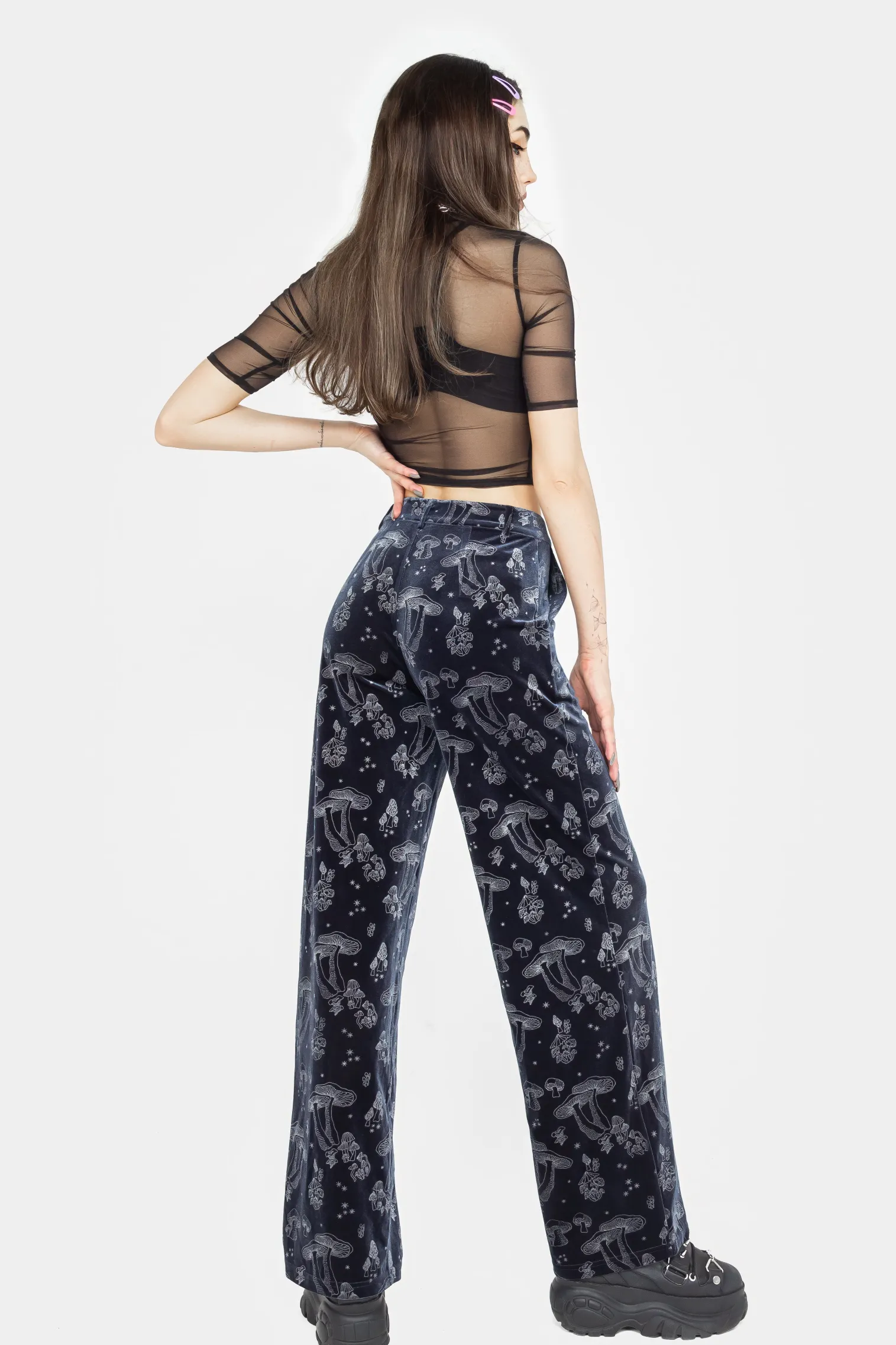 Faefire Foil Print Velour Wide Leg Trousers