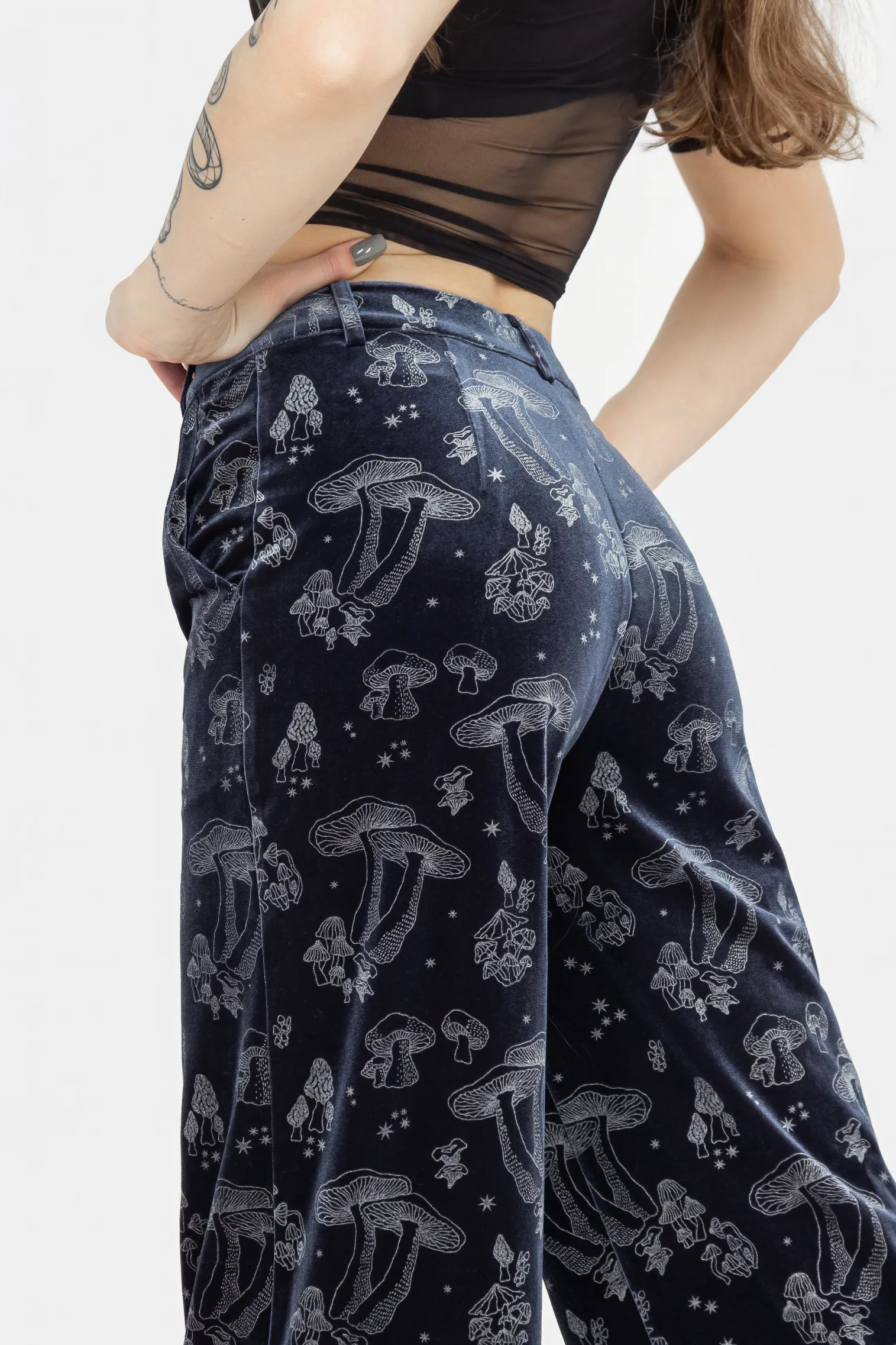 Faefire Foil Print Velour Wide Leg Trousers