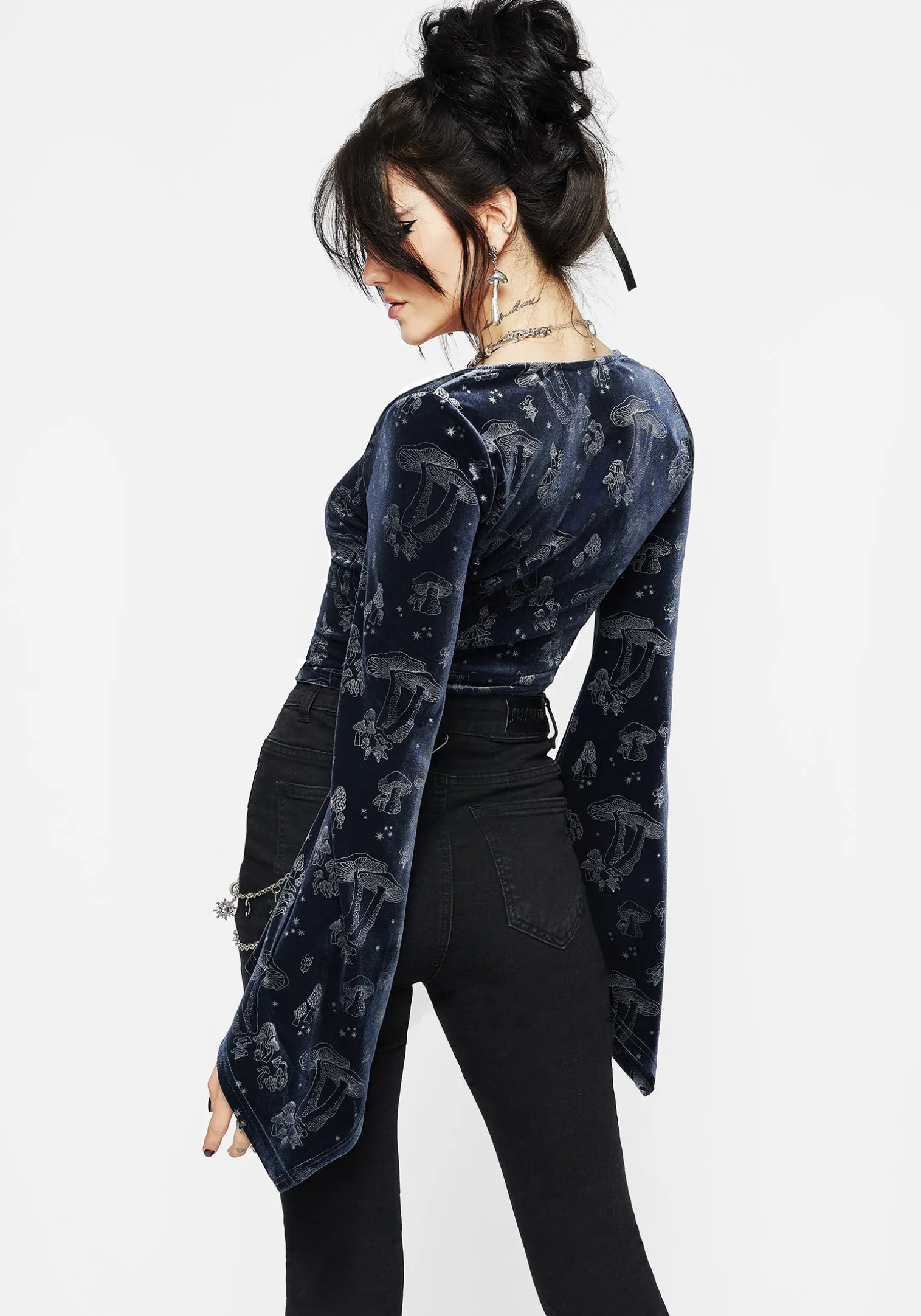 Faefire Foil Print Velour Top