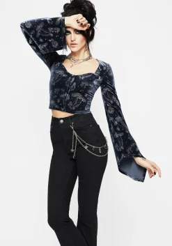 Faefire Foil Print Velour Top