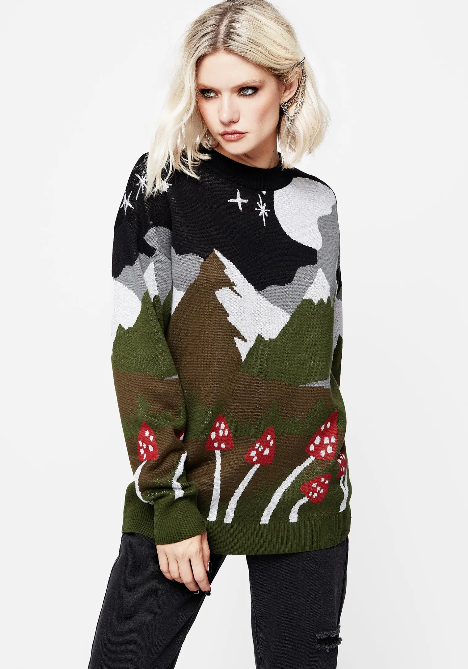 Faraway Mock Neck Knit Sweater - Green