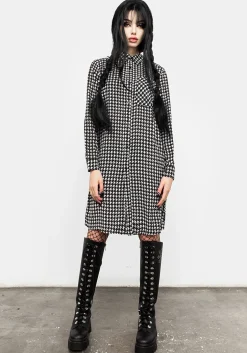 Fatale Houndstooth Shirt Dress