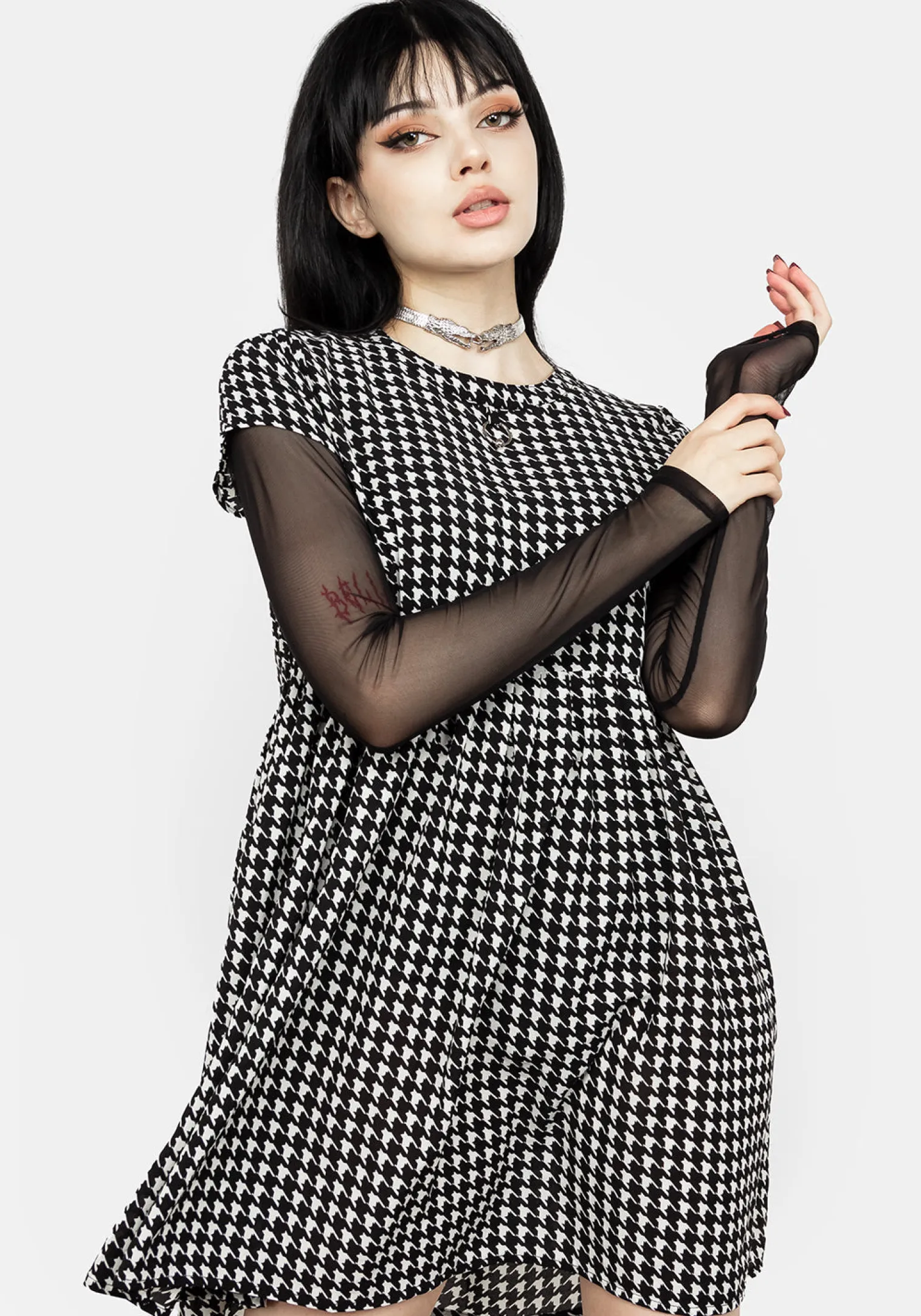 Fatale Houndstooth Skater Dress