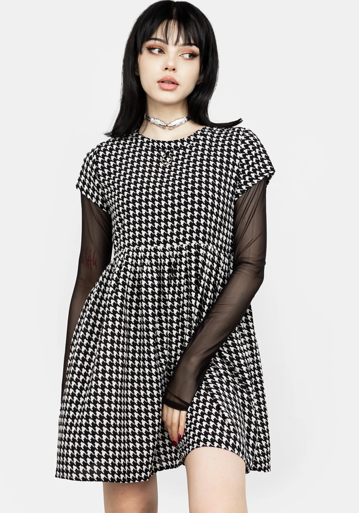 Fatale Houndstooth Skater Dress