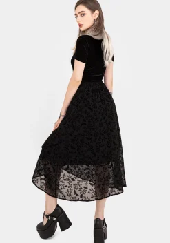 Faustina Flocked Chiffon Mock Wrap Midaxi Skirt