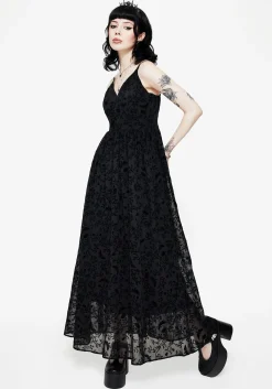 Faustina Flocked Chiffon Maxi Cami Dress
