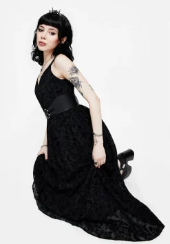 Faustina Flocked Chiffon Maxi Cami Dress