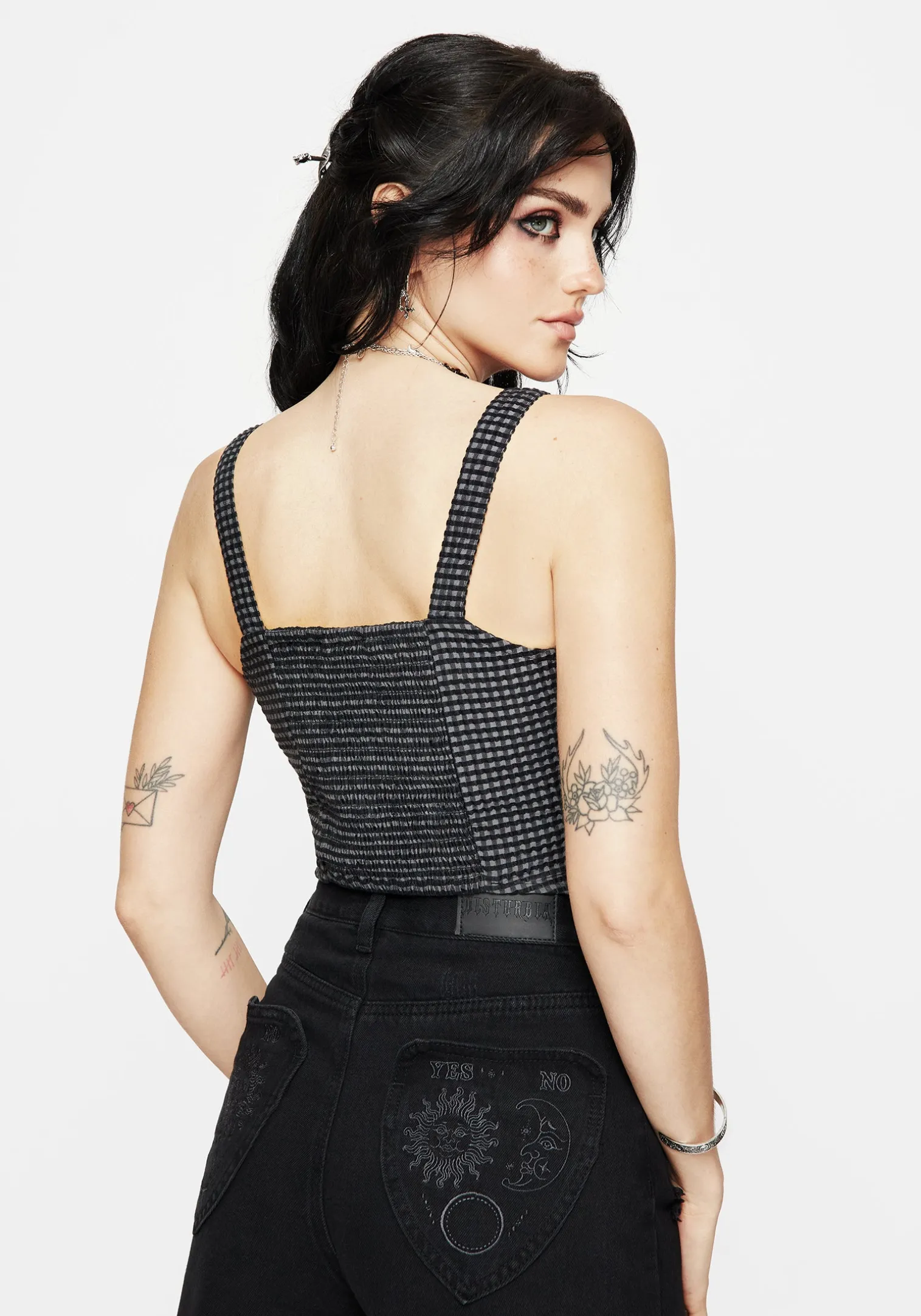 Faythe Cotton Check Button Up Cami Top