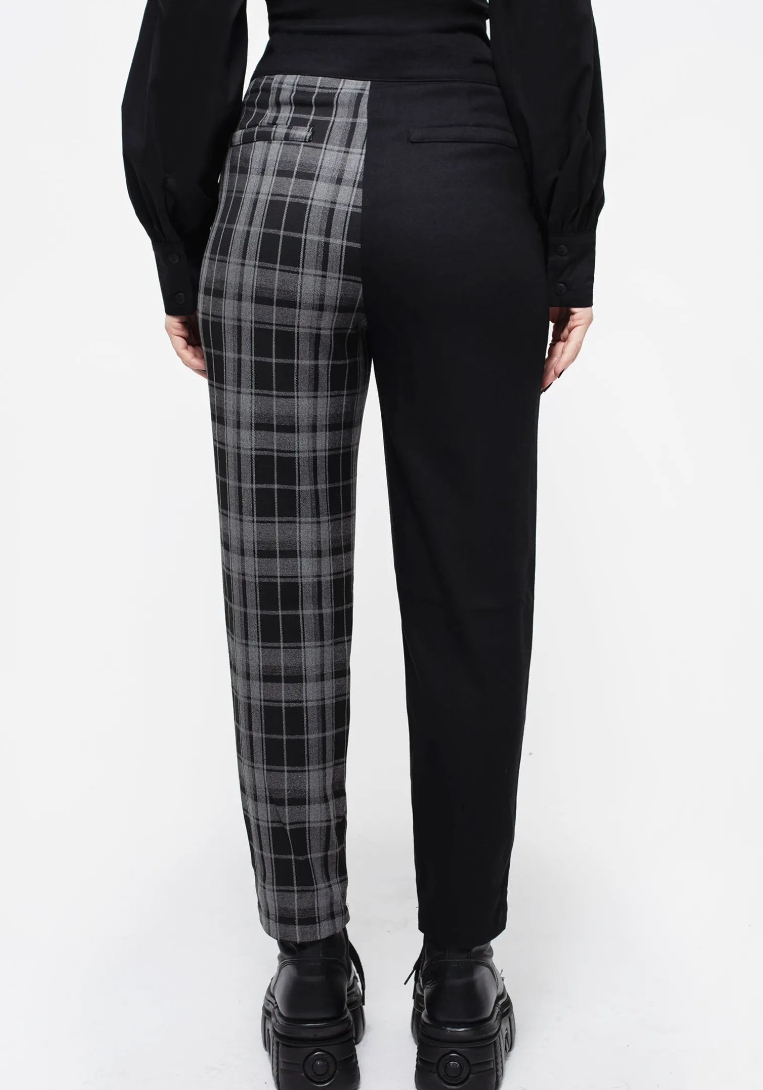 Fenrir High Waisted Check Tapered Trousers