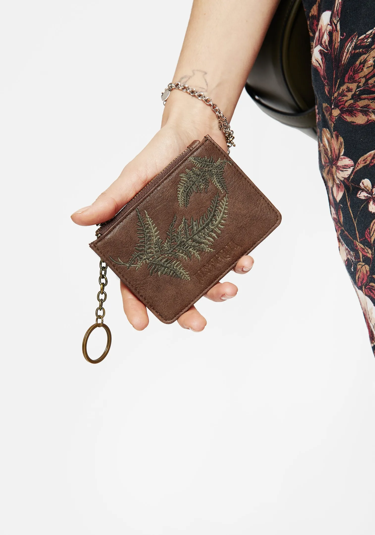 Fern Embroidered Card Holder