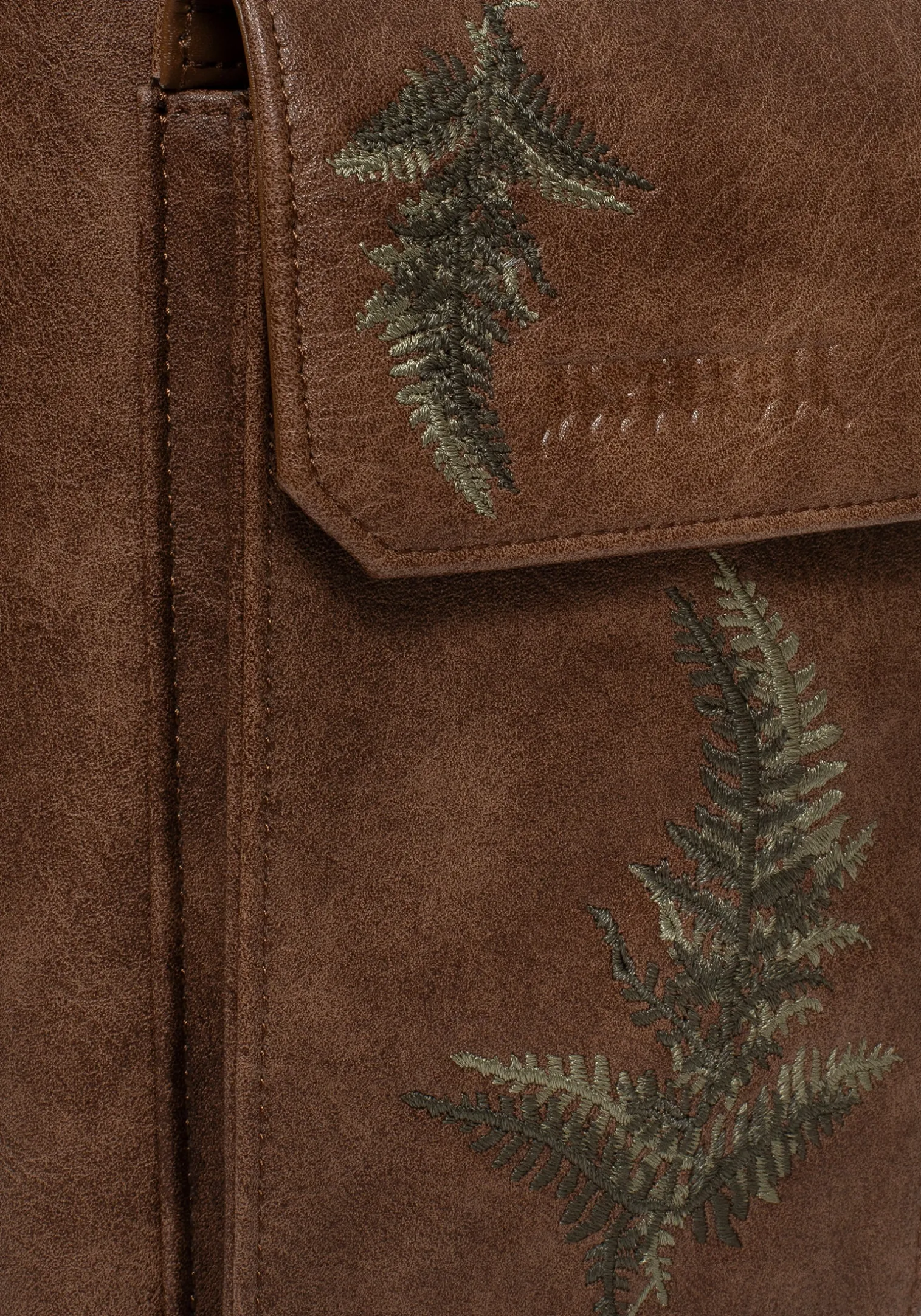 Fern Embroidered Crossbody Phone Bag