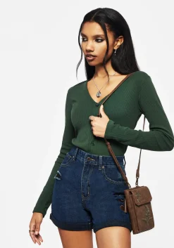 Fern Embroidered Crossbody Phone Bag