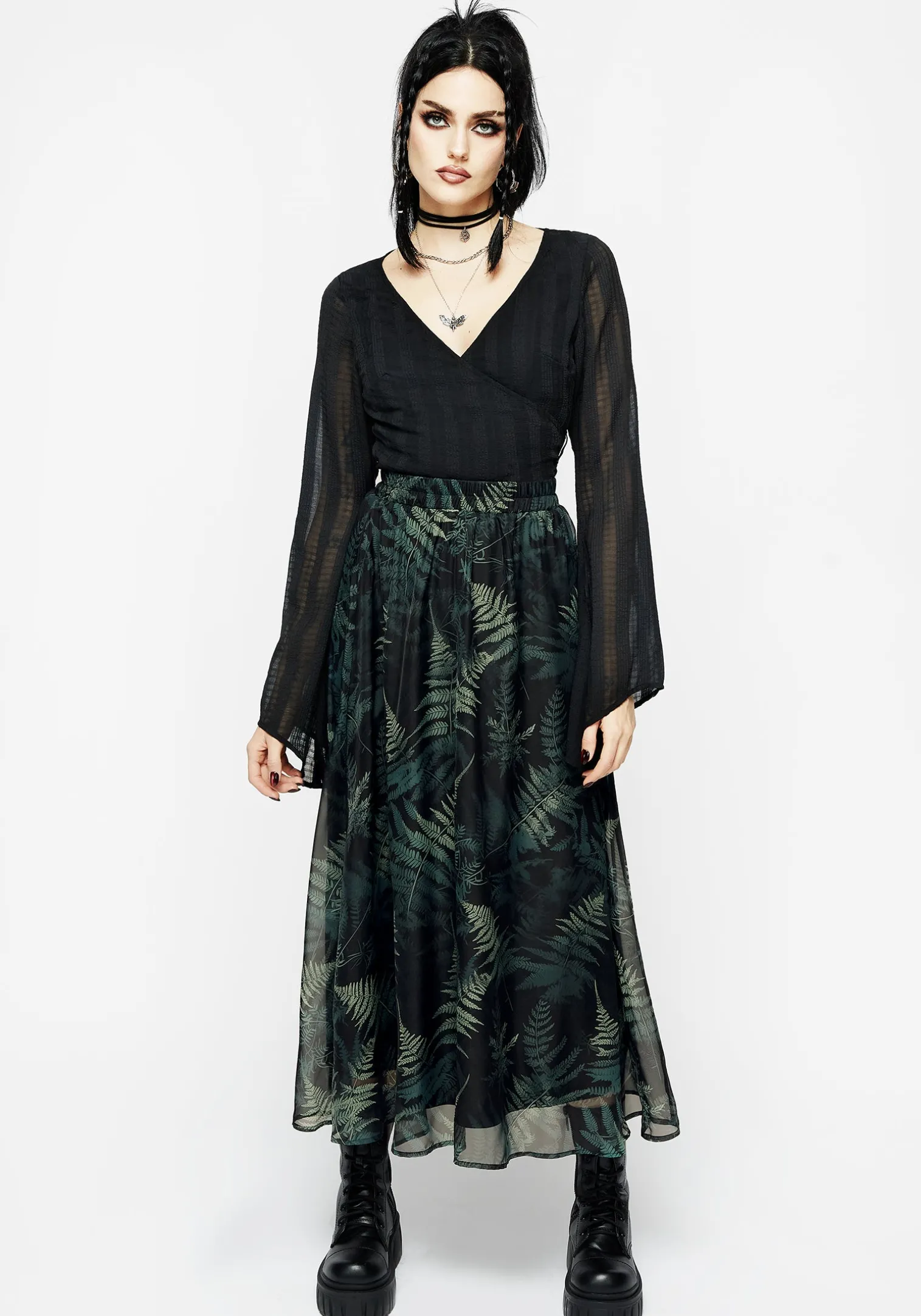 Fernery Chiffon Midaxi Skirt
