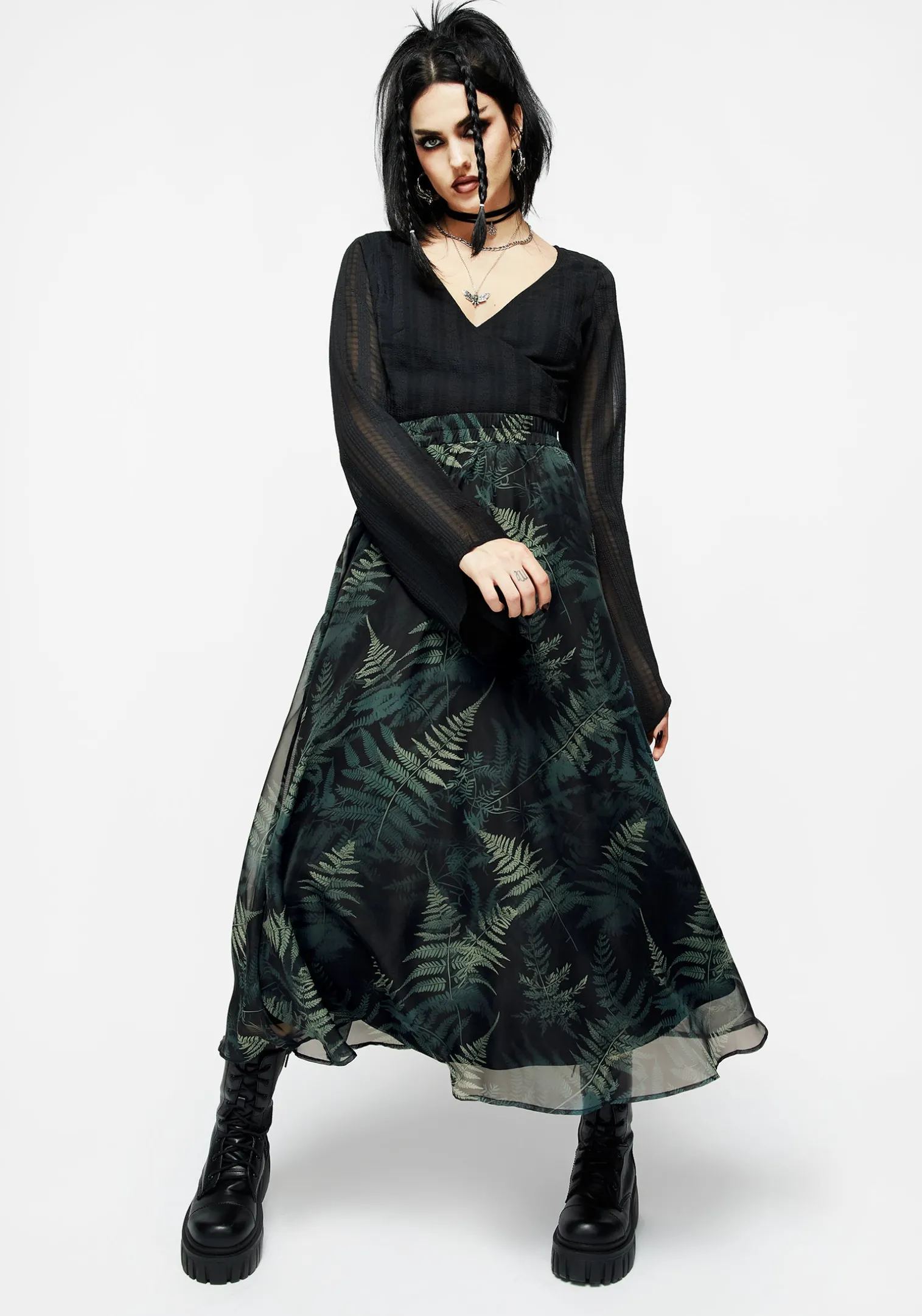 Fernery Chiffon Midaxi Skirt