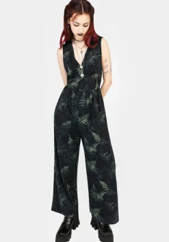 Fernery Sleeveless Button Up Jumpsuit