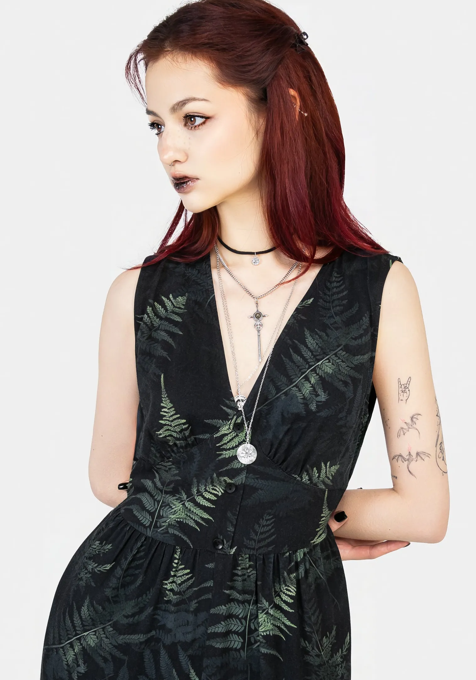 Fernery Sleeveless Button Up Jumpsuit